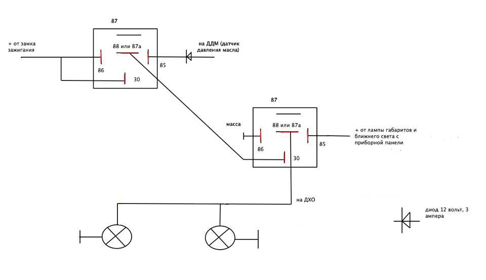 Три схемы включения дхо. автоматическое включение  после запуска двигателя | радиобездна