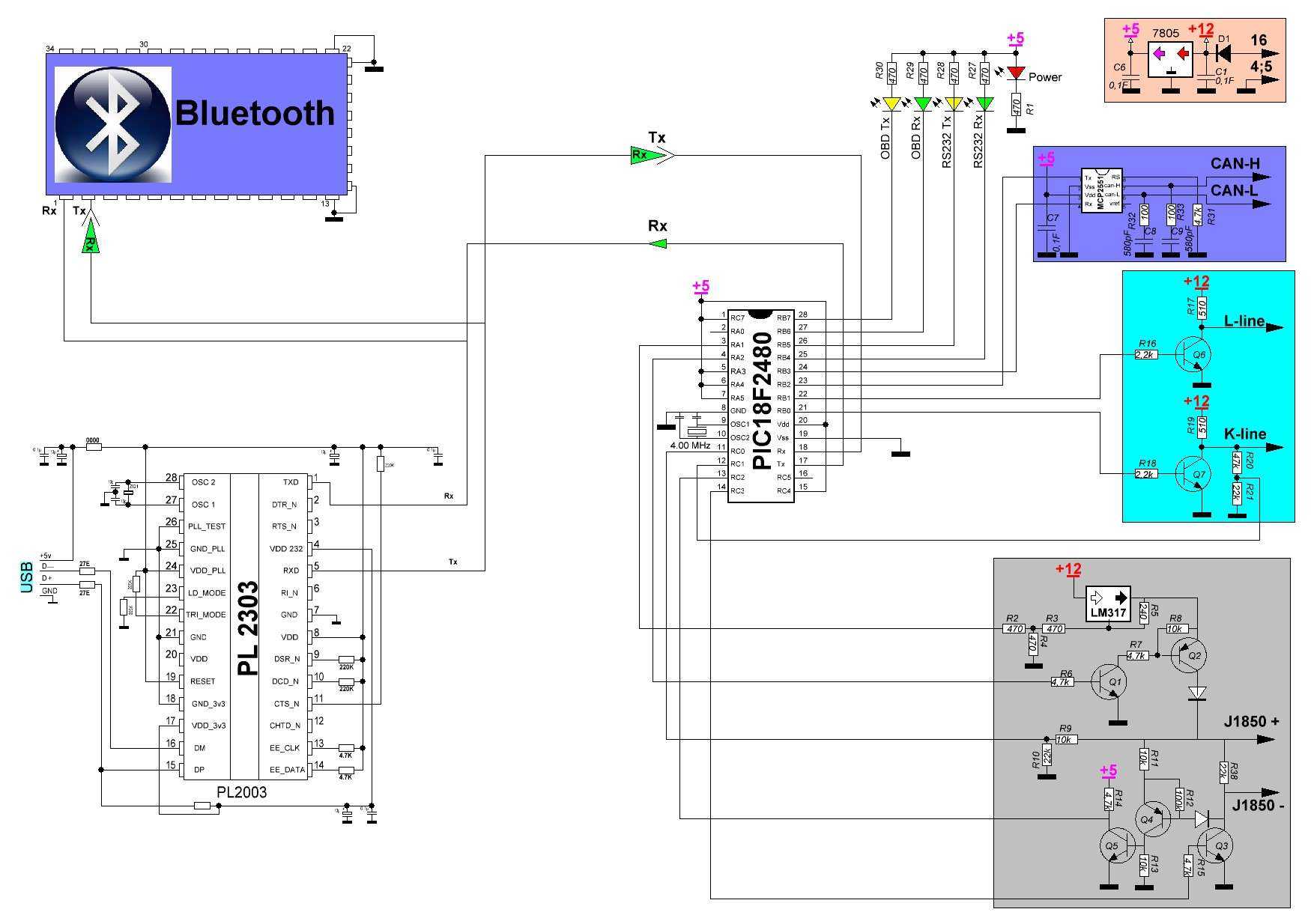 Elm327 mini bluetooth схема