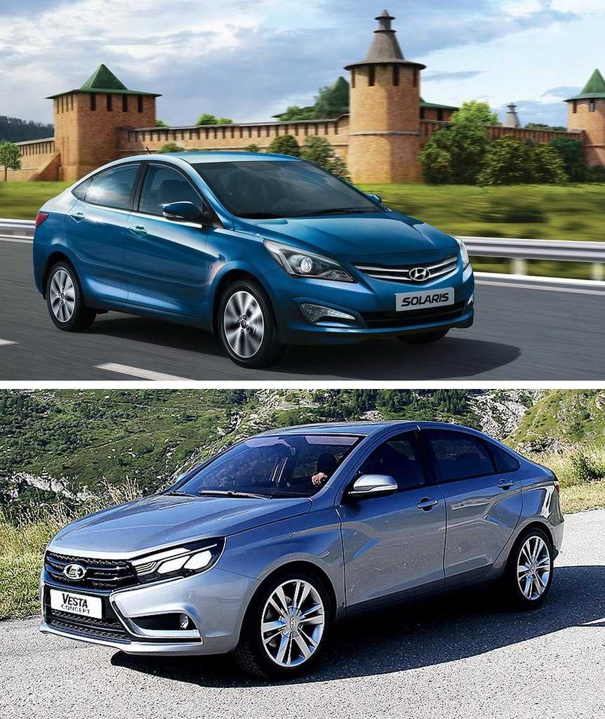 Сравнение хендай солярис. Kia Rio Hyundai Solaris. Solaris 2015 vs Vesta.
