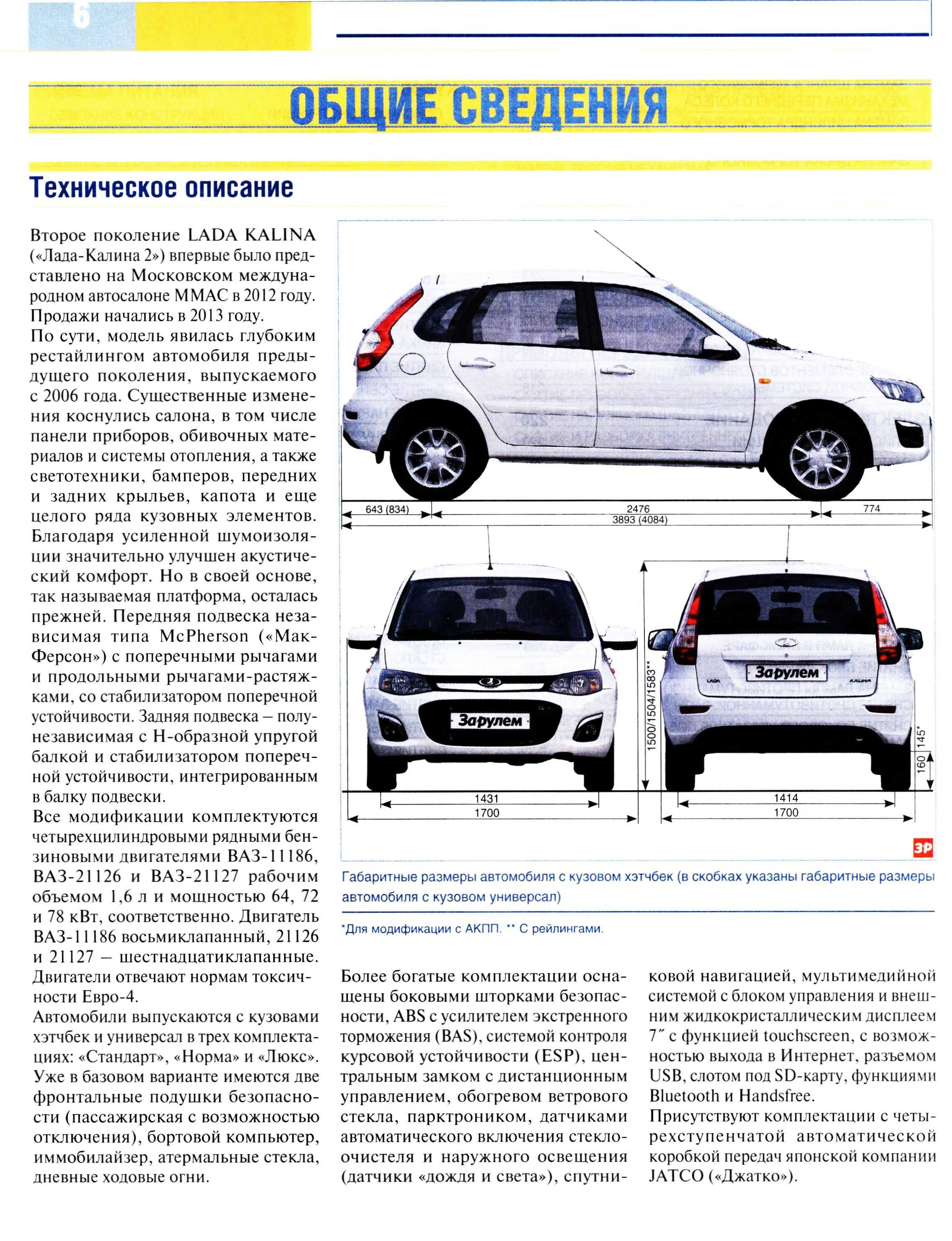Лада калина: габариты разных модификаций автомобиля1ladakalina.ru